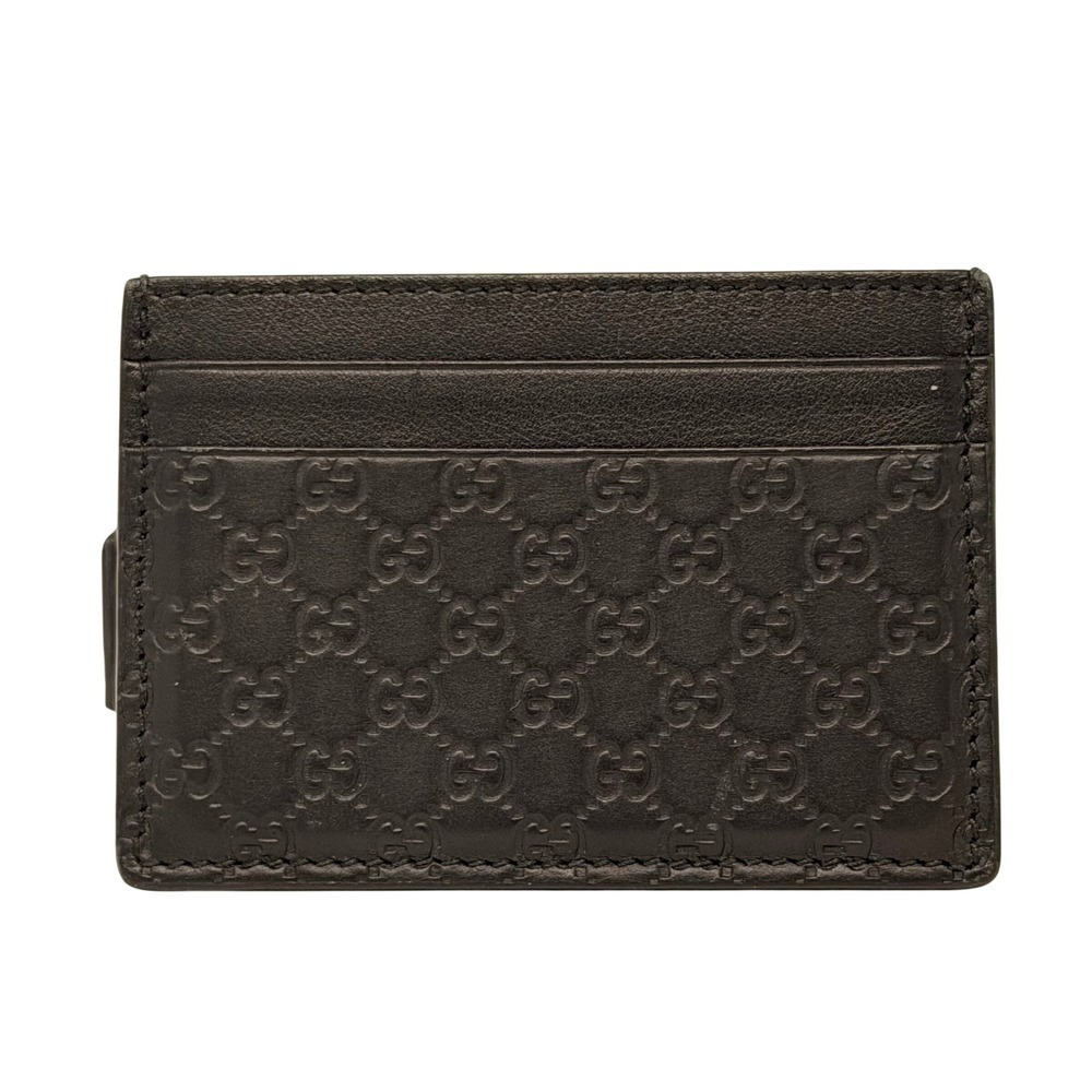 Gucci Micro GG Guccissima Black Leather Card Holder Wallet Mens Auth Box - Picture 4 of 16